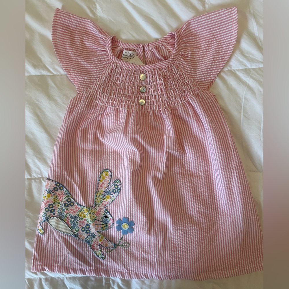 Mud Pie Pink Striped Dress with Button Detail